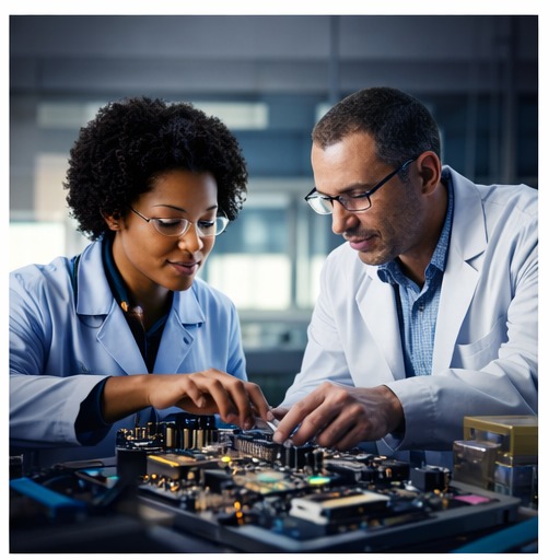 Researchers collaborating at a lab bench